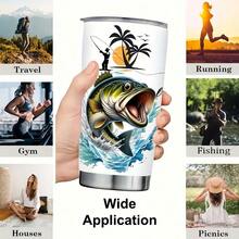 1 chiếc cốc giữ nhiệt bằng thép không gỉ 20oz dành cho người đam mê câu cá, cốc du lịch hai lớp có nắp trong suốt, dùng được cho cả đồ uống nóng và lạnh, thiết kế "Ăn, ngủ, câu cá, lặp lại". - Nhiều màu - Xem 2