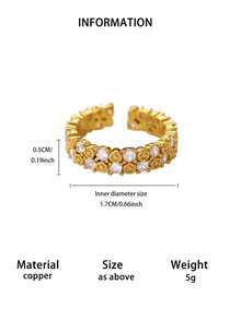 1 Set Luxury Retro 18K Gold Plated Zirconia Multi-Style Stackable Rings, Suitable For Daily Wear, Commute, And Dates - Yellow Gold - View 11