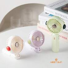 MEET SUN 1 pieza Ventilador de mano recargable de 1200mAh con 3 velocidades de viento, ventilador portátil plegable, ventilador para fijar el maquillaje, dispositivo de enfriamiento para el verano, ventilador de escritorio silencioso para dormitorio - Soporte de Mano - Ver 7