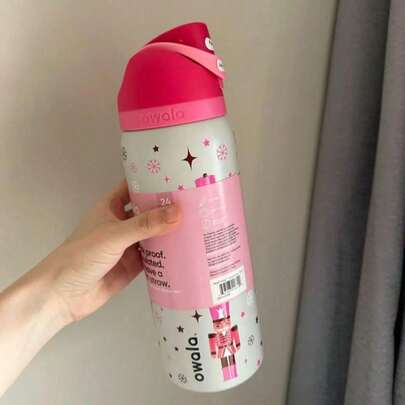 OWALA OwaIa（胡桃夹子）双头户外露营水瓶，带吸管，保温大容量 24/32 盎司，双层真空保温水瓶，适合盛装冷饮，设计精美，做工精良，是露营、工作、室内使用的理想之选（沙滩/陆地露营必备配件）