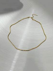 CVNANA 1 chiếc dây chuyền dạng mắt xích rắn bằng thép không gỉ mạ vàng 18K - Phong cách tối giản, phù hợp để đeo hàng ngày, phối đồ đường phố, làm lớp áo và làm quà tặng tối giản. - A - Xem 9