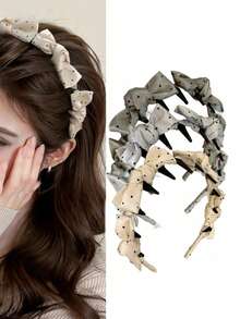 3 piezas Diadema de mujer elegante con lunares y lazo, accesorios de cabello versátiles adecuados para uso diario, hogar, escuela, playa, trabajo, fiesta, vacaciones, cumpleaños, regreso a clases, Año Nuevo, Día de la Madre, Navidad, boda, festival de música, graduación, primavera/verano - Multicolor - Ver 6