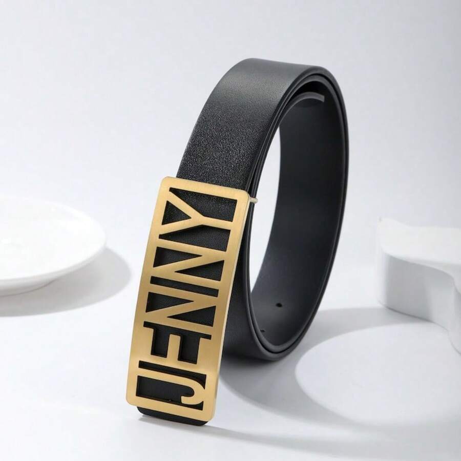 Custom Name Belt Buckle With Arc, Personalized Name Belt For Men For Women, Customized Accessories, Personalized Jewelry, Bananas Belt Buckle, Christmas Gift, Anniversary Gifts - 金色 - 查看 1