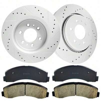 Complete Front Brake Kit Includes Drilled Rotors And Brake Pads, Custom‑Fit For 2010–2020  F-150 And  Navigator. Stable Braking Performance, Reliable For Daily Driving And Regular Use.