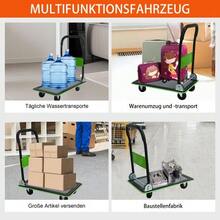 Flatbed Trolley, Platform Hand Truck With 150kg Load Capacity, 360-Degree Swivel Wheels, Foldable Trolley For Loading And Storage, Warehouse Yellow - 綠色 - 查看 4