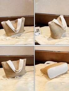 Túi xách nữ bằng rơm, túi đeo vai thời trang dung tích lớn, túi tote dệt. - Nhiều màu - Xem 4