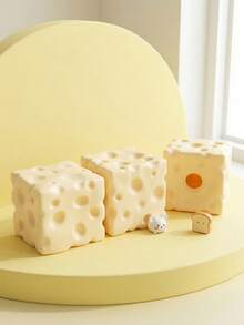 1个7厘米方形超薄奶酪球挤压玩具，TPR外壳，慢回弹，无填充物，可DIY奶酪皮挤压玩具，生日/万圣节礼物，完美礼物，青少年减压礼物 - 彩色 - 查看 3