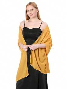 1条长款柔软雪纺围巾披肩，时尚披肩，适合晚礼服、婚礼、新娘装扮，女士黑色羊绒披肩，尺寸200*68厘米/78*27.3英寸 - 彩色 - 查看 14