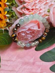 1pc Natural Citrine Tigers Eye Crystal Bracelet For Women Summer Beaded Bangles Money Gifts - Multicolored - View 9