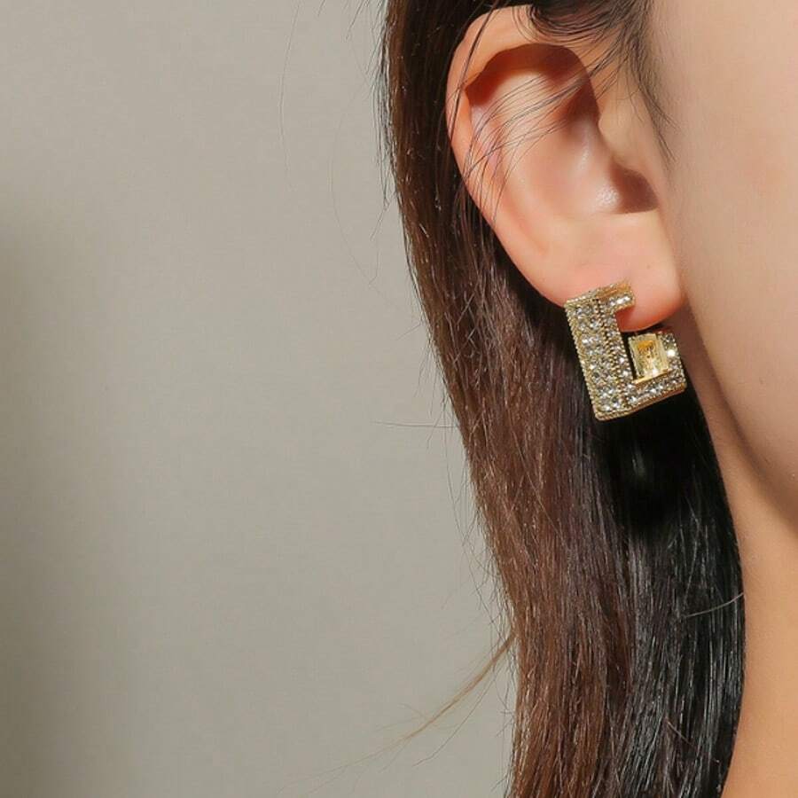 1 Pair Exaggerated 3D Geometric Earrings, Minimalist European And American Popular Style - Yellow Gold - View 1