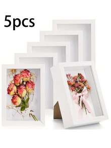 5pcs 4x6 Inch Shadow Box Frames, Small Wooden Photo Frame For Memorabilia Display, 1.2 Inch Depth, Suitable For Wall Decor, Posters, Dry Flowers, DIY Crafts, Trophies, Photos, Mother's Day, Father's Day Gifts - Multicolor - View 6