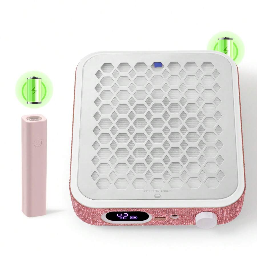 Christine Shelly Professional Nail Dust Collector With Reusable Filter With Handheld UV Light For Gel Nails,A Combination Of A Nail Vacuum Cleaner And A Handheld Nail Lamp,Two-Piece Set,Suitable For Professional Nail Salons - 查看 1