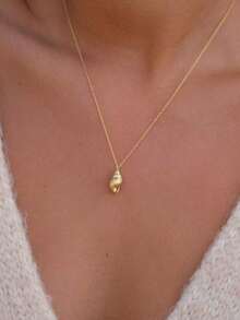 1pc Popular Women's Fashionable Summer Seashell Pendant Necklace, Delicate & Cute, Ideal For Wedding, Engagement, Party & Other Occasions - 金子 - 查看 11