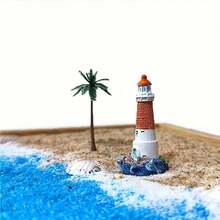 1pc Lighthouse Figurine, Nautical Theme Lighthouse Statue, Mediterranean Style Lighthouse Statue Decor, Suitable For Fairy Garden, Ocean Landscape Decoration, Nautical Craft Sand Table Scenery Accessories, Home Decor - A - View 6