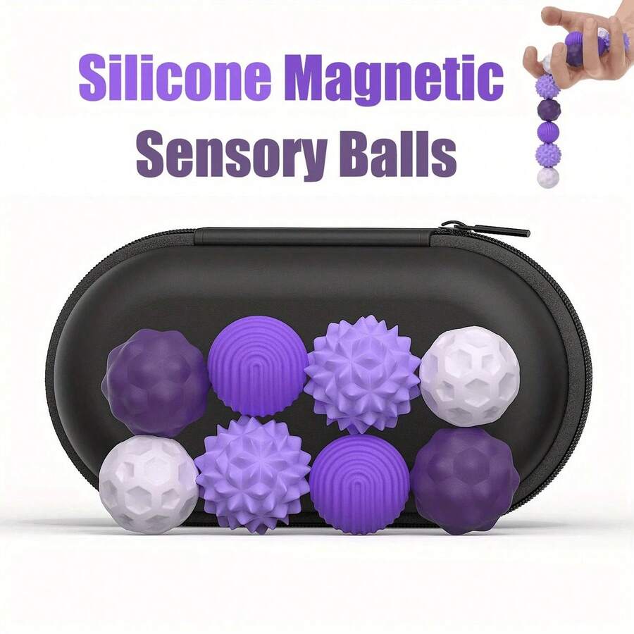 4/6/8/12pcs Magnetic Sensory Fidget Balls, Silicone Shell, Stress Relief Toys, Suitable For Adults And Teenagers, Relieve Hand Pressure, Alleviate Anxiety, Especially For Autism, ADHD, Anxiety Patients, Unisex Christmas Gift, Fun Stress Relief Magnetic Balls, Adult Hand Massager Gift, Suitable For Thanksgiving, Birthday, Christmas And Other Occasions. - 8 chiếc màu đen - Xem 1