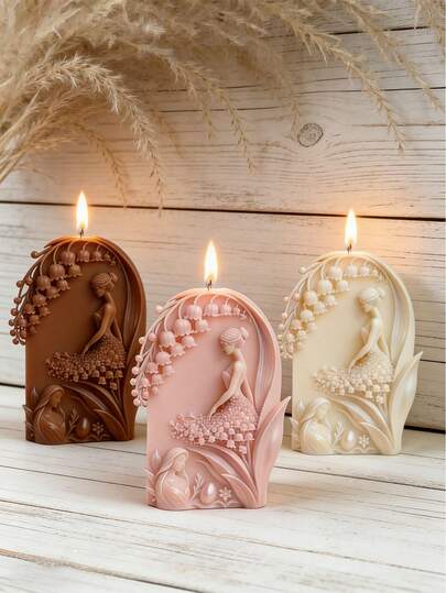 Mother's Day Lily Of The Valley Goddess Candle Silicone Mold, Fresh And Healing Lily Of The Valley Goddess Candle Silicone Mold, Stereoscopic And Exquisite Easy Demold, Can DIY Scented Candles, Gypsum Fragrance Stones, Desktop Decorations And Holiday Gifts. Elegant And Holy Shape, Suitable For Mother's Day, Birthday, Wedding, Anniversary And Other Warm Occasions