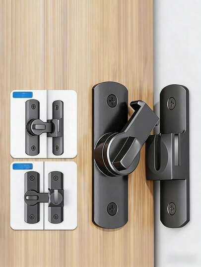 1/2/3/4Punch Free Door Latch, Aluminum Alloy Sliding Door Lock Buckle, Furniture Door Bolt Latch Catch, Easy Install Security Lock For Bathroom Cabinet Window