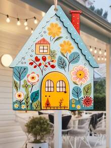 Placa de Casa em Estilo Minimalista e Cartoon de Madeira, Adequada para Decoração Interna de Casa, Quarto, Sala de Estar, Escritório e Café, Decoração para Dia dos Namorados, Dia das Mães, Ação de Graças e Natal, Placa e Sinal Decorativo - Multicolorido - Visão 1