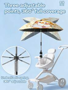 85cm Diameter 2-In-1 Sunshade & Rain Cover For Strollers, Adjustable Canopy, Suitable For Beach, Chairs, Pets, Summer Outdoor Essential - Patterns: Duck, Panda, Hippopotamus - Sun Umbrella - View 6