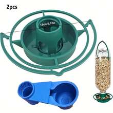 1/4 件装重型蓝色喂食器和饮水器，带双出水口，重力式喂食系统，采用 PP 材料制成，适用于鹦鹉、鸽子、鸡、笼养和鸟舍鸟类 - 适配各种瓶子接口，易于安装，卫生耐用的喂鸟器。 - 餵水器 - 查看 14