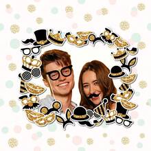 17pcs Birthday Photography Studio Prop Set, Black And Gold Party Photography Studio Props, Easy To Assemble DIY Party Photo Shoot Props, Birthday Selfie Props, Graduation Photo Studio Props For Women And Girls - Gold - View 7