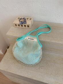 Niche Design Mesh Hollow Woven Handbag, Women's Casual Shoulder Bag, Beach Net Bag, This Year New Arrival - Mint Green - View 5