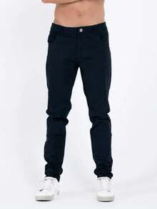 Men's Slim Fit Dress Pants With Welt Pockets And Lycra - 藏蓝色 - 查看 2