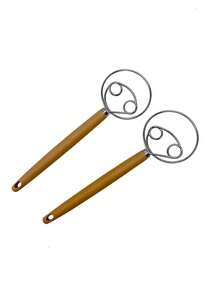 1 pieza Mezclador de masa danés con mango de plástico, Mezclador de pan estilo holandés, Adecuado para hacer masa, Esencial para la cocina, Incluye batidor de acero inoxidable danés de 11 pulgadas y raspador de masa - Multicolor - Ver 8