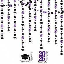 2026畢業派對裝飾－亮片背景布搭配2026與學士帽鏤空橫幅吊飾、畢業花環、學士帽裝飾、畢業中心裝飾品、吊掛式畢業帽，適合大學畢業派對 - A - 查看 13