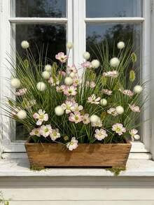 1/6/10 Maços de Grama Artificial de Cebolinha e Flores de Cosmos, Buquê de Girassol Rosa, Arbusto de Planta Verde Artificial para Exterior Resistente a Raios UV, Vegetação Artificial Simulada para o Solo, Adequado para Quintal, Jardim, Sala de Estar, Decoração de Hotel, Moldura de Janela, Casamento, Aniversário - multicolorido - Ver 5