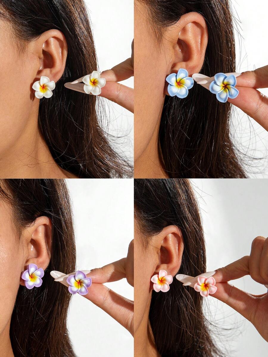 imoli 1 Đôi bông tai hình hoa cúc bằng nhựa mềm mại, thích hợp cho nữ, quà tặng cho mùa tốt nghiệp.
