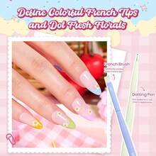 Beetles 6 Pcs Spring Nail Art Brush Set, Sweet Swirl Liner & Dotting Design Pens For Gradient French Floral Manicure, Comes With Floral Palette & Brush Holder, Beginner DIY Salon Manicure Gift For Women - 6pcs Spring Nail Art Brushes - 查看 5