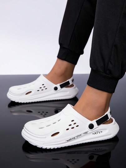 2026 New Summer Breathable Slip-On Sandals, Comfortable Soft Sole Outdoor Beach Slippers With Letter Design For Men