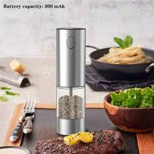 Bộ xay muối và tiêu điện sạc lại được, kèm đế, máy xay tiêu, dung tích lớn 95ml, đèn LED trắng và độ dày xay có thể điều chỉnh, lý tưởng cho gia đình và nhà bếp (có cổng USB), độ dày xay có thể điều chỉnh, dễ dàng đổ đầy, bộ dụng cụ xay gia vị nhà bếp. - Nhiều màu - Xem 6