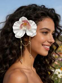 1 pieza Pinza para el cabello con flores artificiales de estilo vacacional, accesorios para el cabello, accesorios para la cabeza, accesorios para el cabello para mujer, pasador - Multicolor - Ver 20