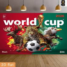 Decorazione da parete per i Mondiali, piatta 2D, 1 pezzo 2D da appendere al muro per i Mondiali 2026, striscione di sfondo super grande, striscione per feste, accessori per lo sfondo, perfetto per decorazioni per feste a tema, giardino, cortile e feste, decorazione per la casa, riutilizzabile per uso interno ed esterno, decorazione da parete per appassionati di calcio, decorazione per la stanza dei giochi, decorazione da parete, decorazione da parete personalizzata. - z1 - Visualizzare 4