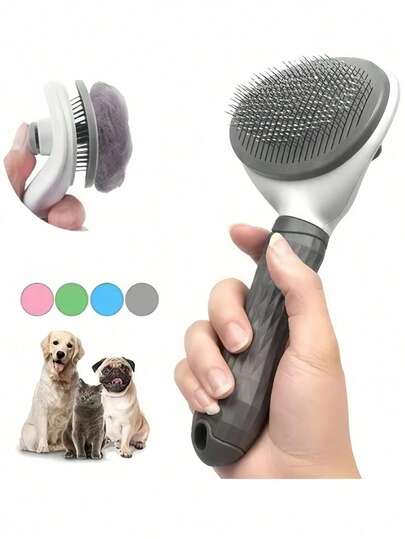 1 chiếc lược chải lông tự làm sạch - Dễ dàng chải chuốt lông thú cưng, kiểm soát rụng lông, phù hợp cho chó, mèo và thỏ - Dụng cụ massage thư giãn cho thú cưng lông dài hoặc ngắn.