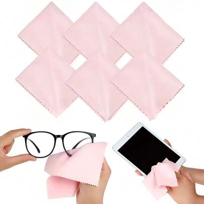 6pcs Pink Ultra-Fine Fiber Cleaning Cloth - Reusable, Soft, Highly Absorbent, Suitable For Glasses, Phones And Screens, Essential Screen Cleaning Supplies For Home And Office