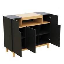 Sideboard,Drei Türen,Geeignet Für Wohn- Und Esszimmer,Multifunktionales Aufbewahrungsmöbel. - Black - View 9