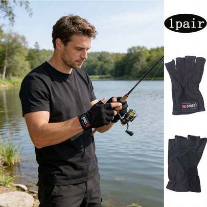 1 par de guantes de pesca y tácticos de media-dedo para hombres y mujeres, antideslizantes y resistentes al desgaste, ultra-delgados, de secado rápido y transpirables, protección solar de verano y no adherencia al cebo, ideales para fitness, ciclismo y actividades al aire libre
