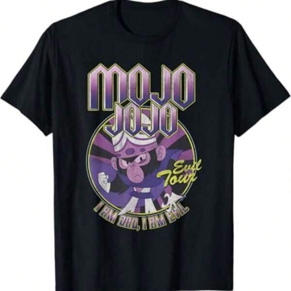 Powers Puffs Girlss Mojo Jojos I'm Bad I'm Evil Band Tour Logo T-Shirt Graphic T-Shirt Printed T-Shirt, Casual Round Neck Pullover, Summer
