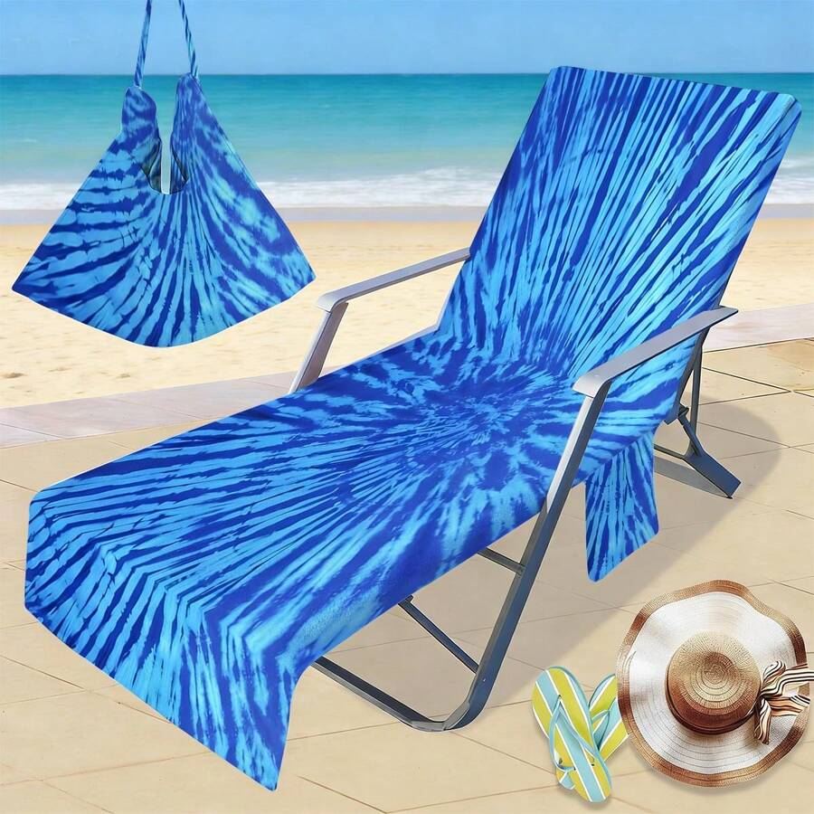 1pc Ultra Soft & Microfiber Beach Chair Cover, Tie-Dye Printed - Quick Dry, Lightweight Towel With Pocket, Suitable For Pool, Beach, Camping And Picnic, Beach Blanket - Style5 - View 1
