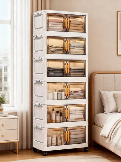 1 chiếc tủ đựng đồ gấp gọn, rộng 40cm-50cm, không cần lắp đặt, nhiều tầng, tủ quần áo di động cho phòng khách, phòng ngủ, tiết kiệm không gian khi gấp lại.