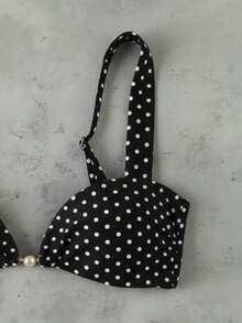New Polka Dot Ruched Sexy Elegant Beach Vacation Party Swimsuit Set For Women, Spring/Summer - MultiWarna - View 5