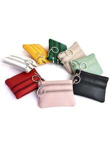 1 chiếc ví đựng tiền xu mini tối giản dành cho nữ, ví cầm tay bằng da giả có khóa kéo, ví đựng chìa khóa di động. - Nhiều màu - Xem 5