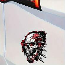 Gothic Skull Sticker - Horror Tattoo Style Design - Halloween Skeleton Pattern - Suitable For Cars, Trucks, Motorcycles, Tablets, Walls, Doors, Windows, Yachts, Fishing Boats - A - View 4
