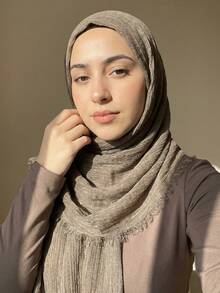 1pc Modest Hijab New Textured Tie-Dye Solid Color Breathable Soft Muslim Hijab Shawl Scarf - Multicolor - View 1