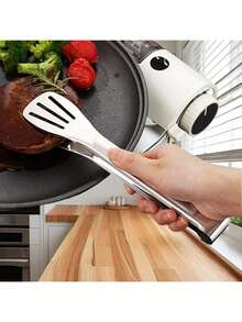 1pc/2pcs Stainless Steel Long Handle Tongs, Suitable For Frying, Cooking, Toasting, Grilling, Buffet, Pastry, Cooking Supplies, Barbecue Tools, Kitchen Utensils - Silver - View 1