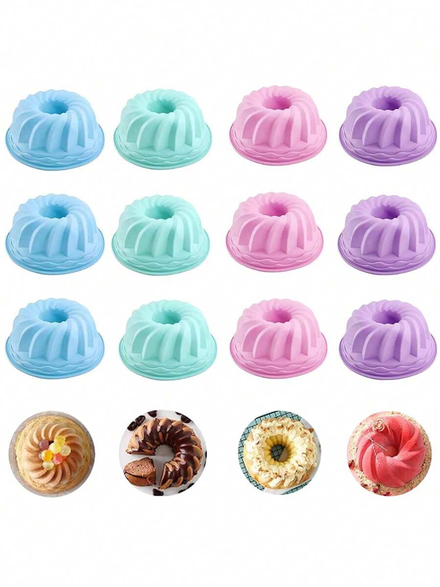 24pcs Silicone Muffin Cups, 4 Colors, Suitable For Baking Cakes, Puddings, Jelly, DIY Baking Tools, Random Colors
