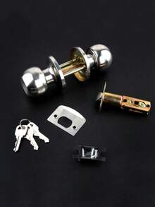 1pc 3-Rod Spherical Lock, Rust-Resistant Durable Round Lock, Solid Brass Lock Core, Suitable For 25-45mm Thickness Doors, For Hotel, Apartment, Home Use - Applicable Door Thickness 25-45MM - View 7